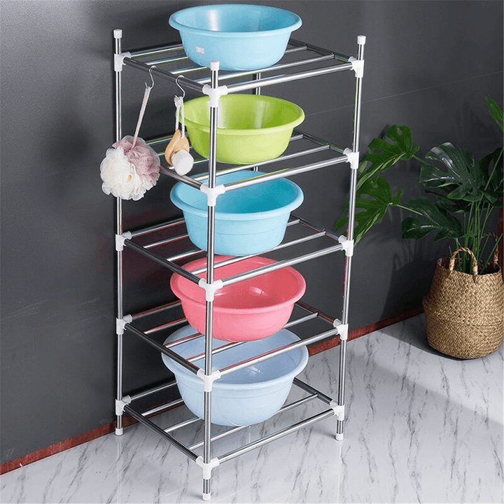 201 Stainless Steel 5 Layers Landing Storage Rack for Home Kitchen Shelf Arrangement Tool