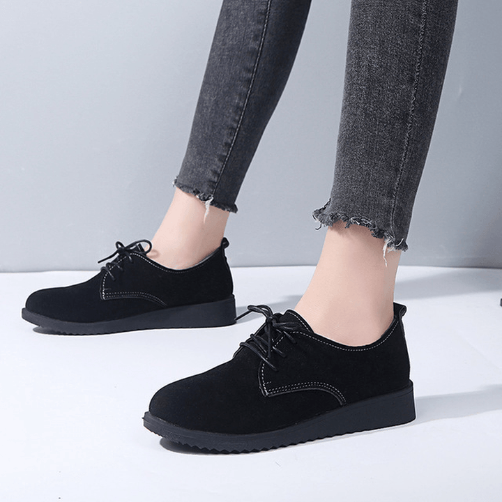 Women Casual Pure Color Lace up Flats