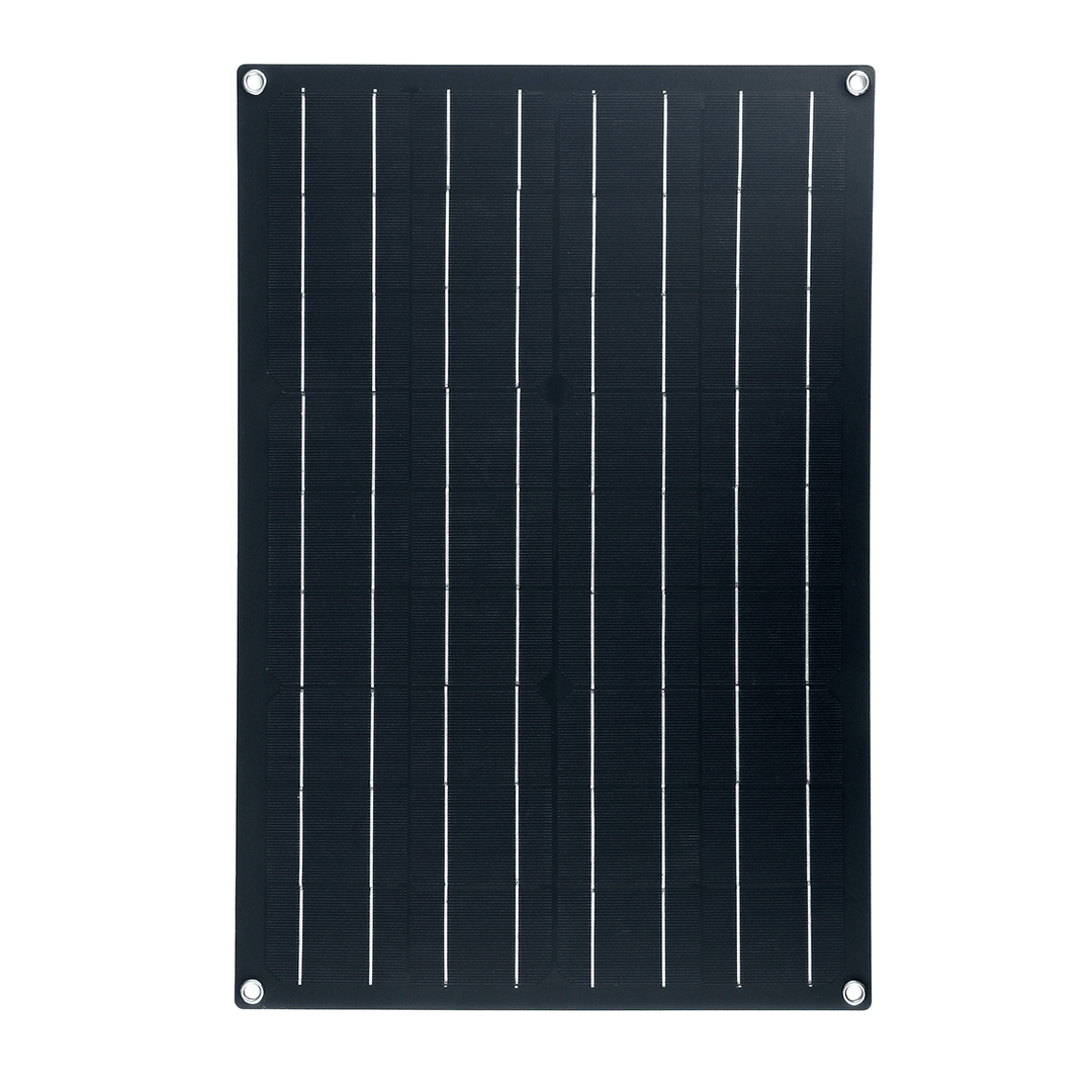 30W Waterproof Solar Panel Matte Texture Car Emergency Charger with 4 Protective Corners Dual USB+DC