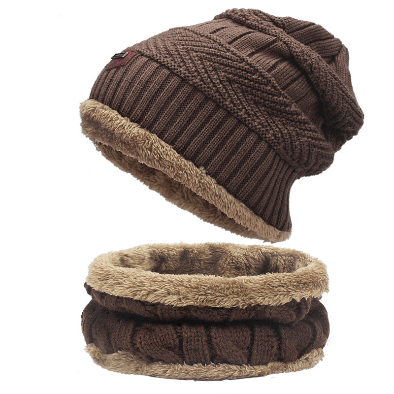 Autumn Winter Hats and Scarves for Men and Women with Velvet Thick