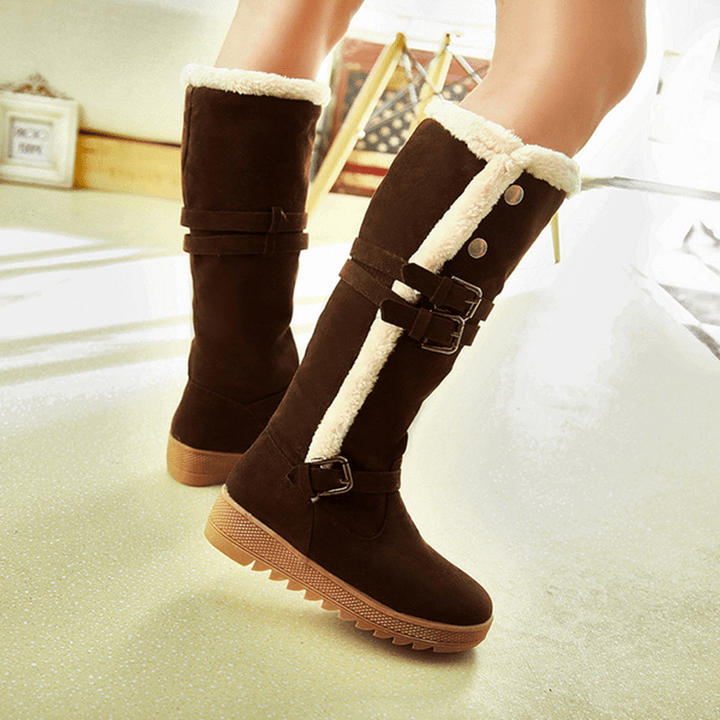 US Size 5-12 Women Winter Fur Lining Keep Warm Mid Calf Snow Boots