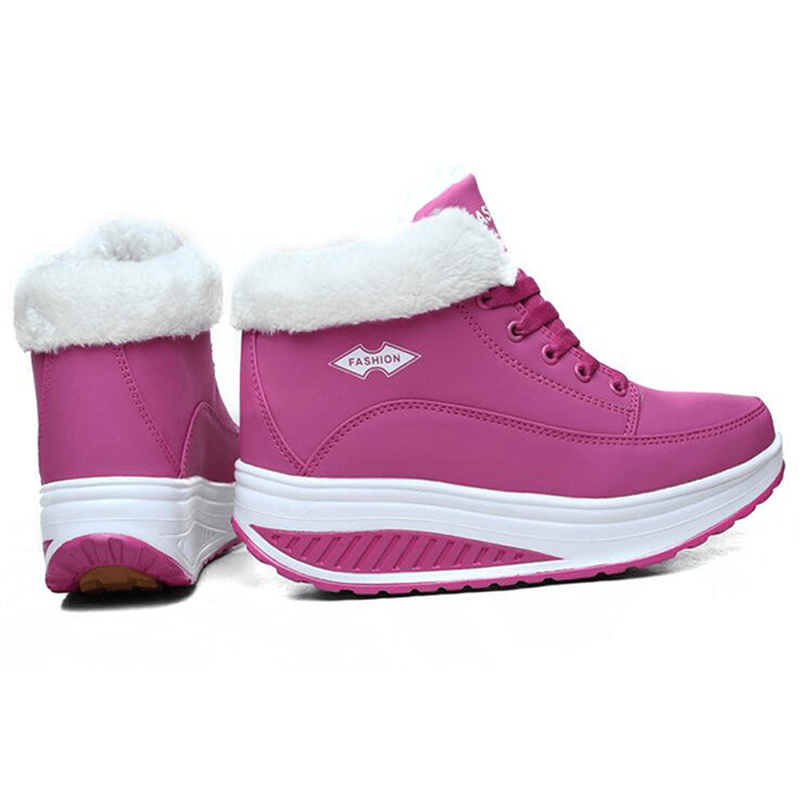 Warm Fur Lining Rocker Sole Platform Boots Women Casual Shoes