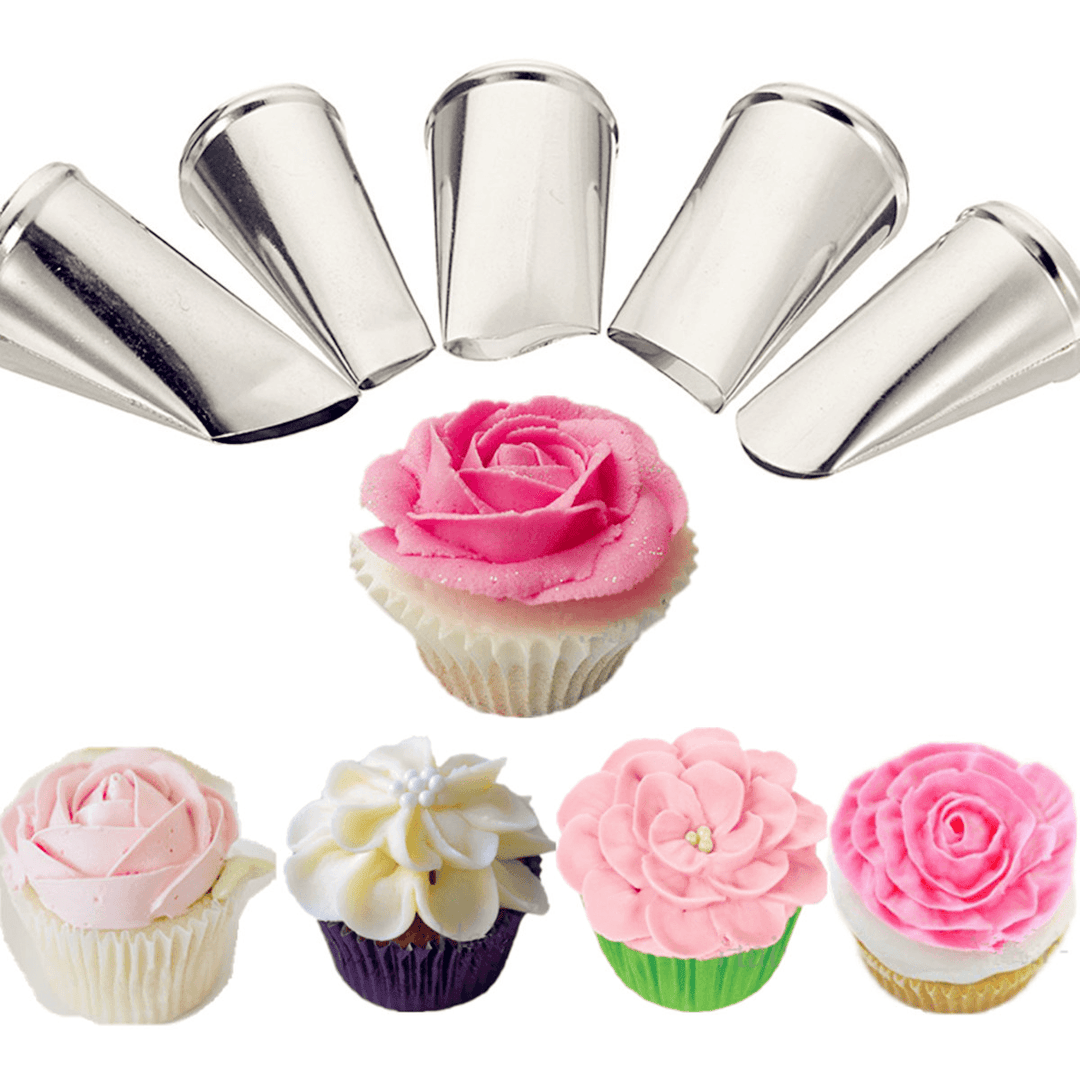 5 PCS Flower Petal Icing Piping Nozzle Cake Decorating Pastry Baking Tools