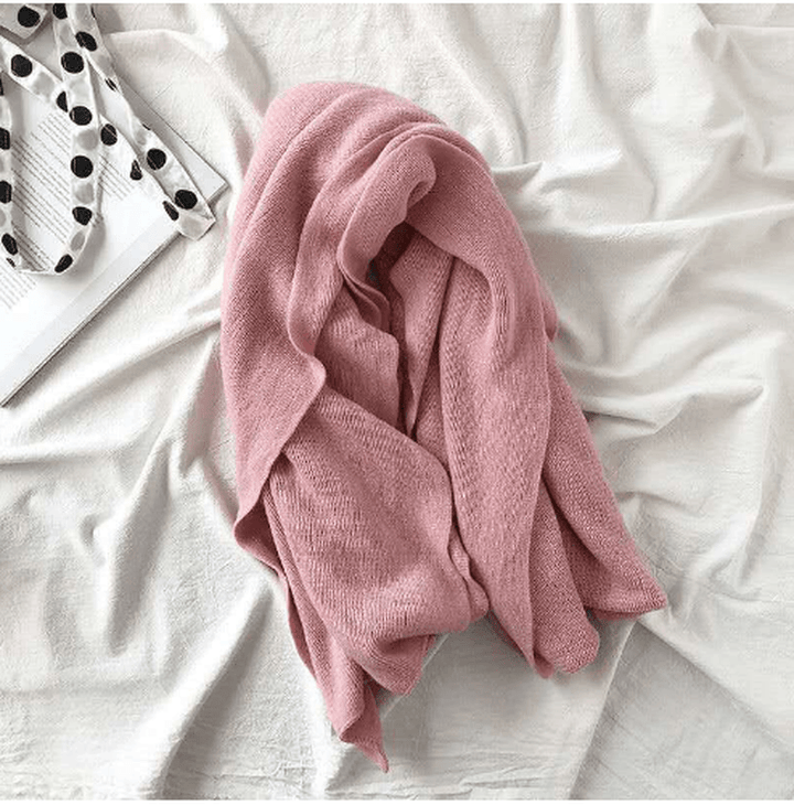 Pure Color Knitted Wool Scarf Women Autumn and Winter