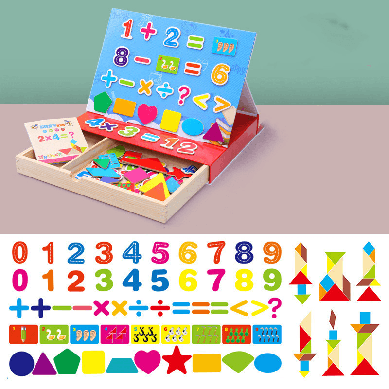 Multifunctional Puzzle Drawing Board Magnetic Sticker Toy Children Wooden