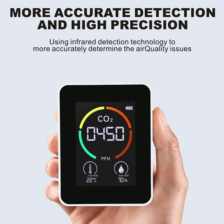 3 in 1 CO2 Air Monitor Carbon Dioxide Sensor Detector LCD Digital Display 5000PPM Temperature and Humidity Sensor Tester