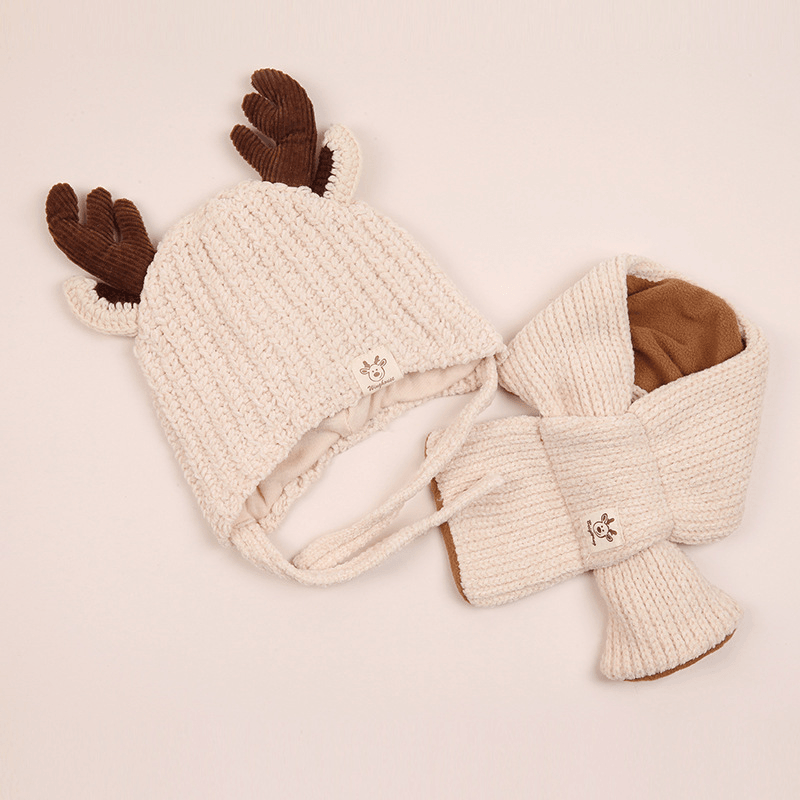 Infant plus Cotton Fawn Hat and Scarf Set - MRSLM