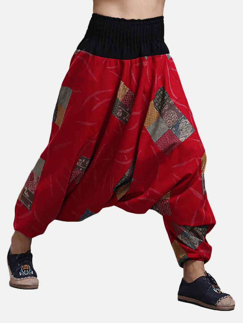 Men'S Ethnic Style Printed Loose Wide Leg Pants