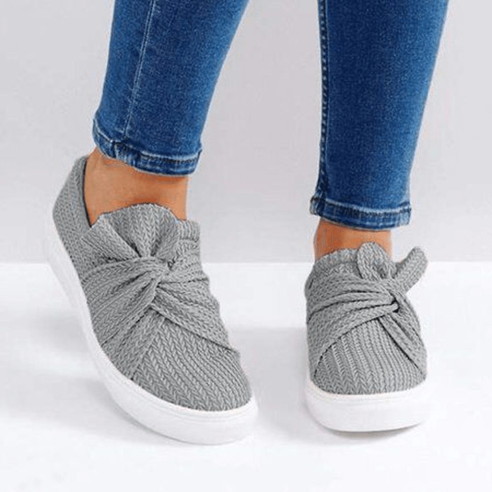 Women Breathable Knitting Knot Flat Loafers