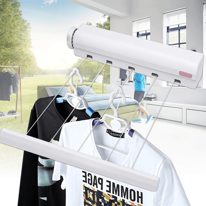 5 Line 3.7M Retractable Cloth Airer Wash Laundry Wall Mounted Indoor Dryer Hanger