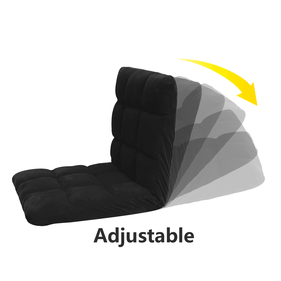 Adjustable 14-Position Floor Folding Lazy Sofa Cushioned Chaise Chair Lounge Chair for Living Room Bed Room