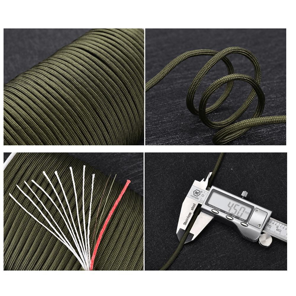 100M 12 Strand Multifunction Parachute Cord 550 Military 4.5Mm Diameter Camping Tent Rope Fishing Rope for Hiking Camping Travel