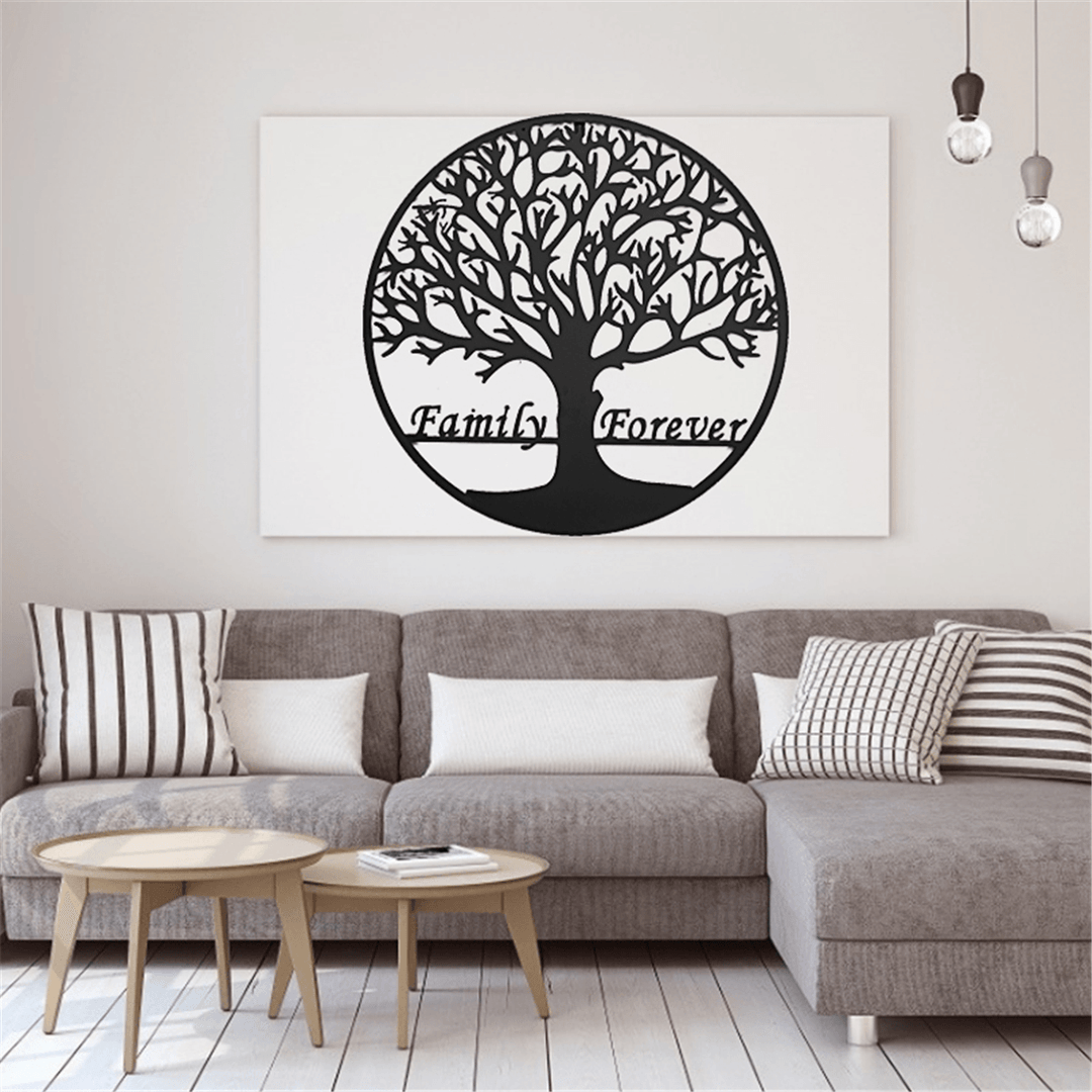 24In/60Cm Metal Tree Hanging Wall Art round Sculpture Family Forever Home Decoration