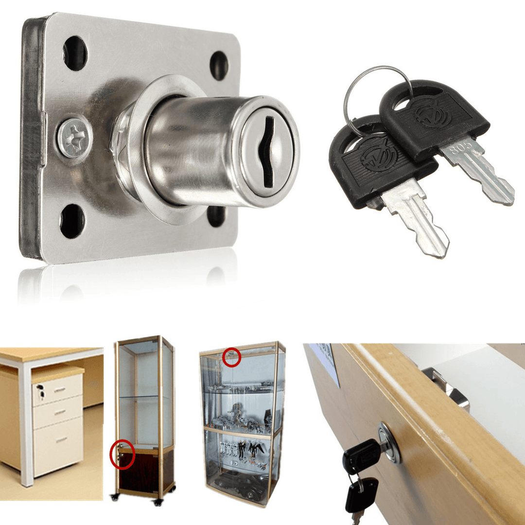 Desk Drawer Dead Bolt Lock for Drawers Box Cabinet Cupboards Panel with Two Keys