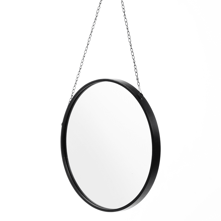 Round Industrial Black Metal Mirrors Hanging Chain Wall Mounted Retro Decor