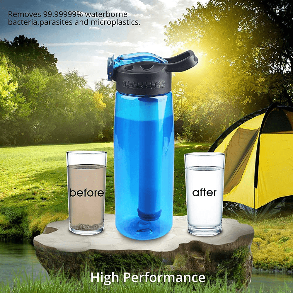 650Ml Filter Water Bottle 1500L Water Filter Capacity BPA Free Leak-Proof Filter Water Cup 250Ml/Min Clean Water Camping Hiking Travel Fishing