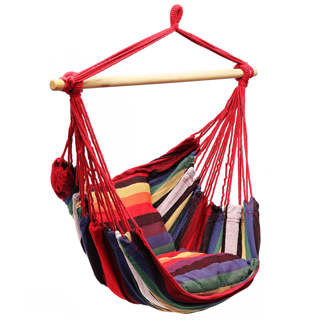 Hanging Hammock Chair Swing Bed Outdoor Indoor Camping Garden Home & 2 Pillows