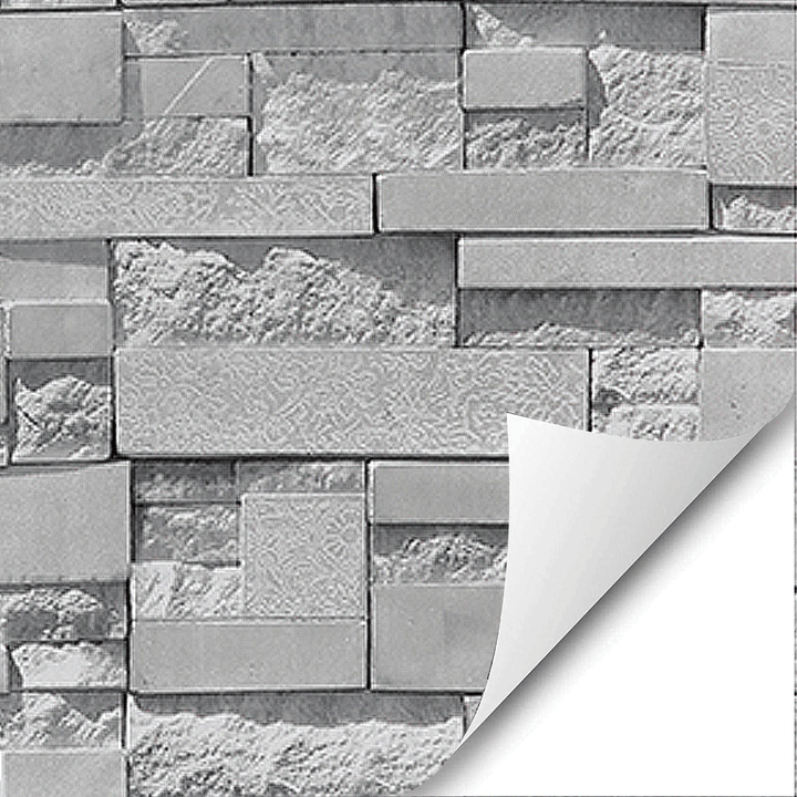 Gray Wallpaper Sticker Wall Cloth Wallpaper Self-Adhesive Waterproof Pvc Retro Brick Pattern Stone Wall Decoration