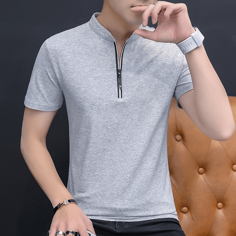 Men Short-Sleeved Slim Lapel Casual T-Shirts - MRSLM