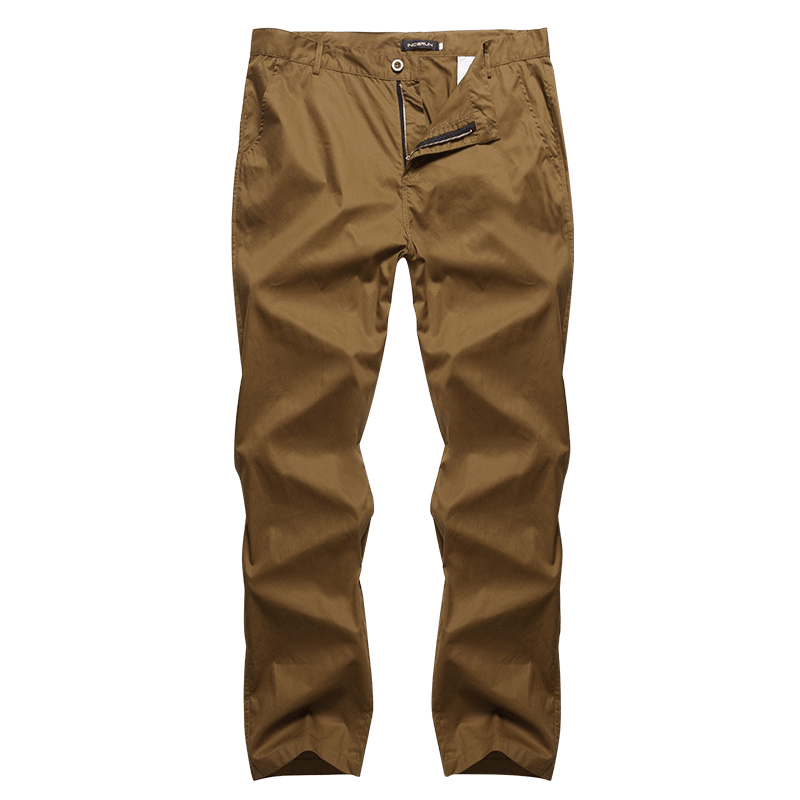 Mens Regular Fit Trousers Cargo Chino Business Casual Long Pants Slack plus Size