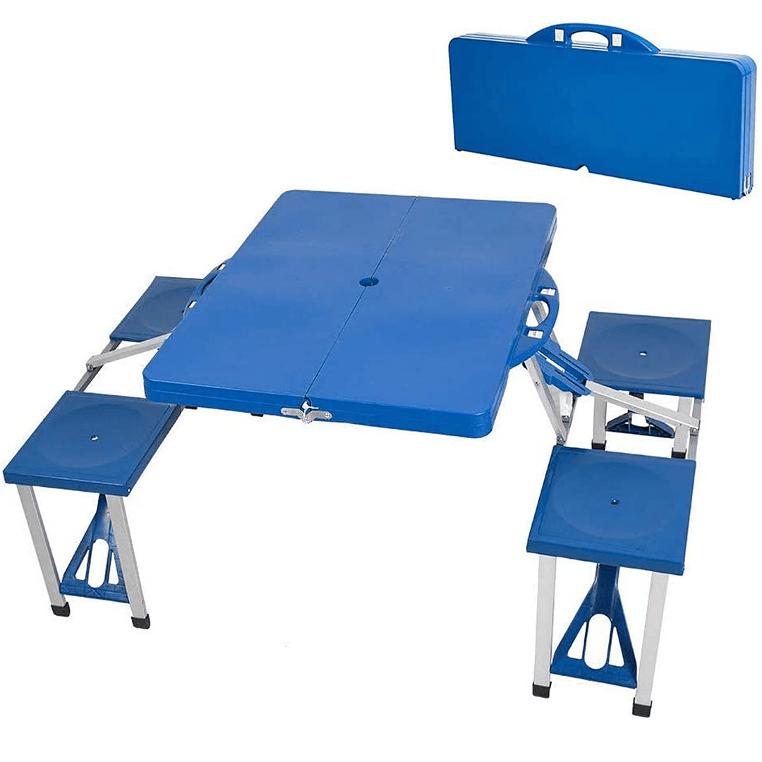 Aluminum Picnic Camping Foldable Table Bench Seat Outdoor Portable Folding 4-Seats