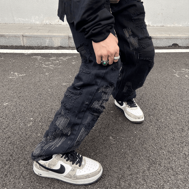 7Tt Original National Chaogao Street Cut Loose Straight Jeans Men''S Wide Leg High Waist Versatile Casual Pants