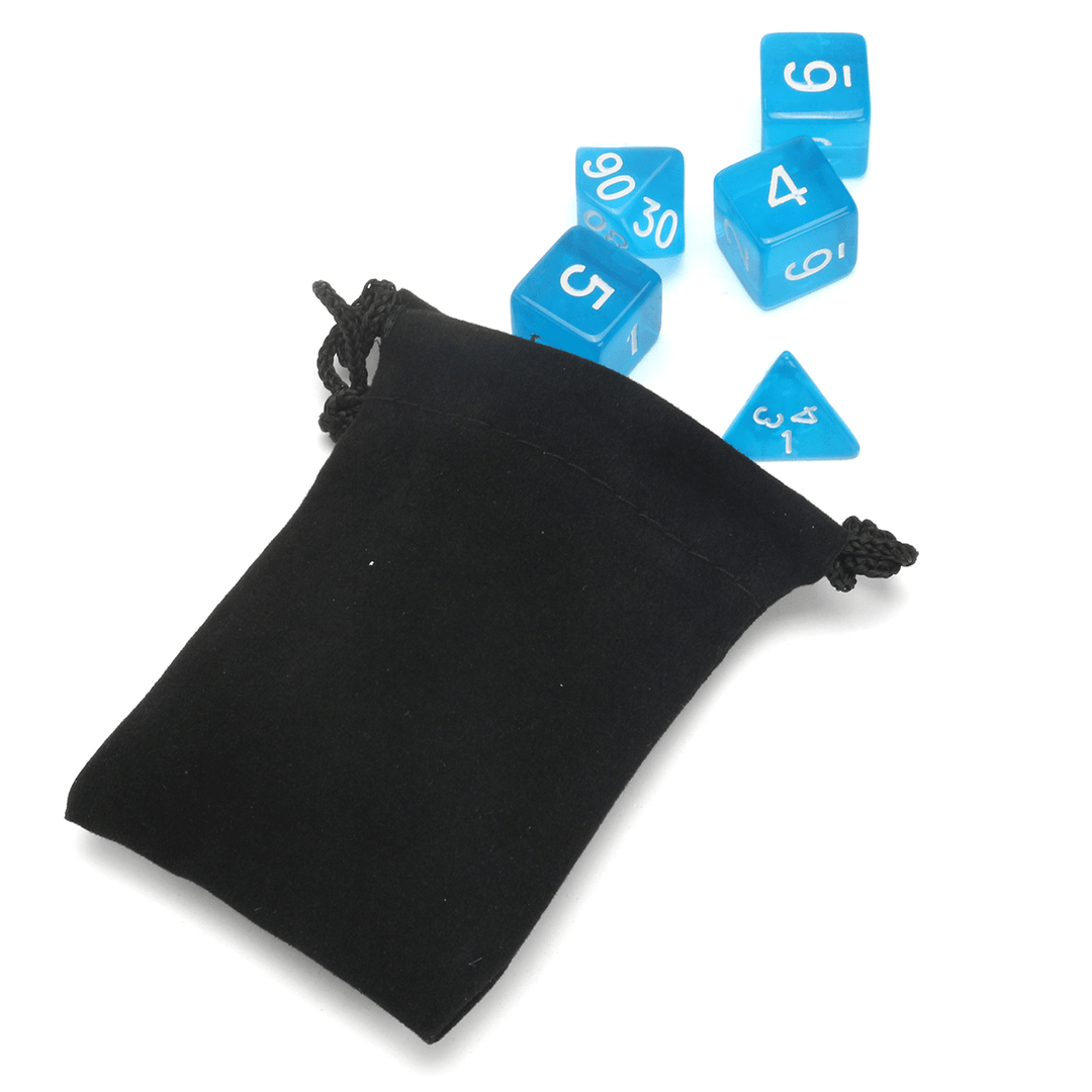 10PCS Sky Blue Acrylic Polyhedral Dice Set with Storage Bag Geometric Multi Sided TRPG Board Game Dices Toys