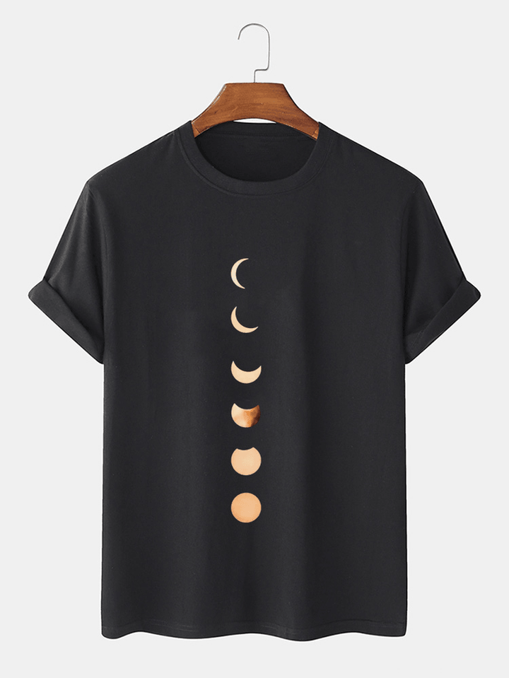 Moon Eclipse Print Short Sleeve 100% Cotton Breathable T-Shirts