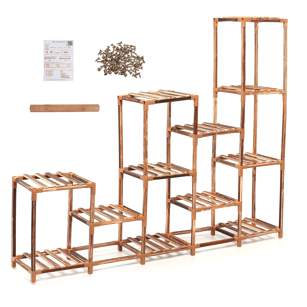 Multi-Tier Wooden Flower Pot Stand Indoor Outdoor Garden Plant Shelf Flower Succulent Storage Shelves Rack Display