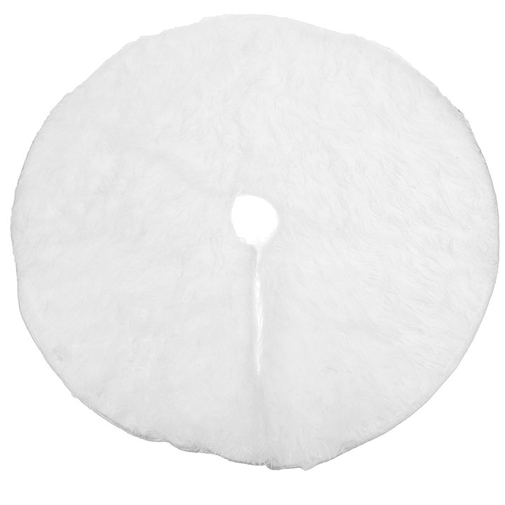 122CM White Snowflake Christmas Tree Skirt Plush Christmas Tree Skirt