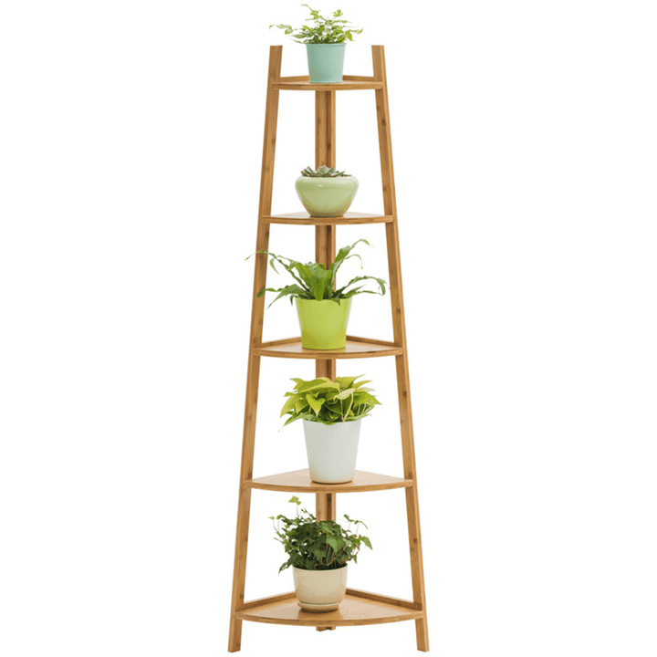 3/5 Tiers Corner Flower Pot Stand Plant Display Planter Wooden Shelf Rack Garden - MRSLM