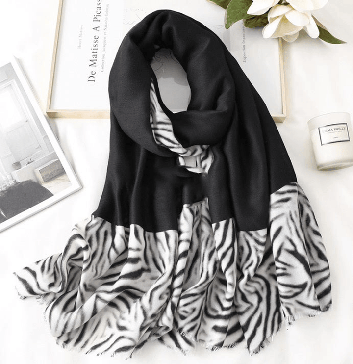 Men'S and Women'S Cotton Scarf Casual Leopard Print Long Gauze Scarf