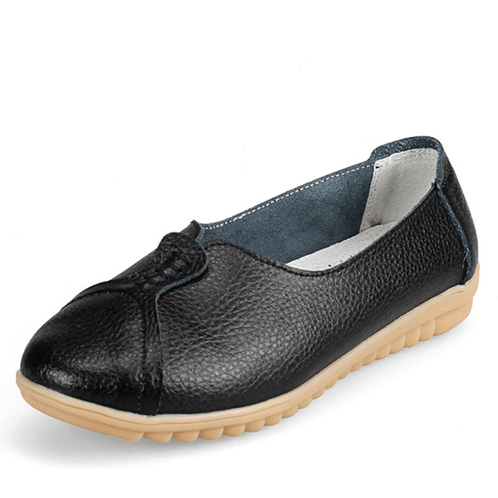 Women Casual Soft Leather Flat Shoes Driving Slip-Ons Comfortable Loafers