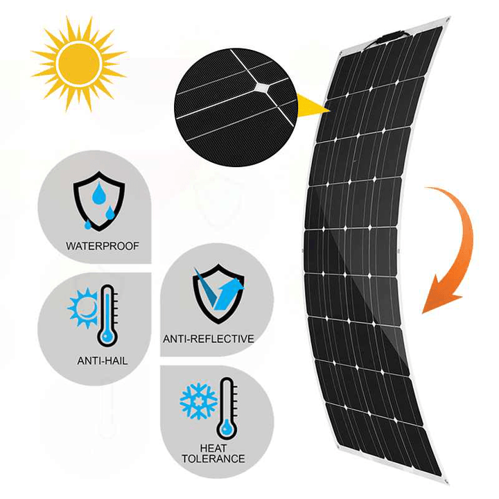 18V 100W ETFE Sunpower Flexible Solar Panel Monocrystalline Silicon Laminated Solar Panel 1050*540Mm