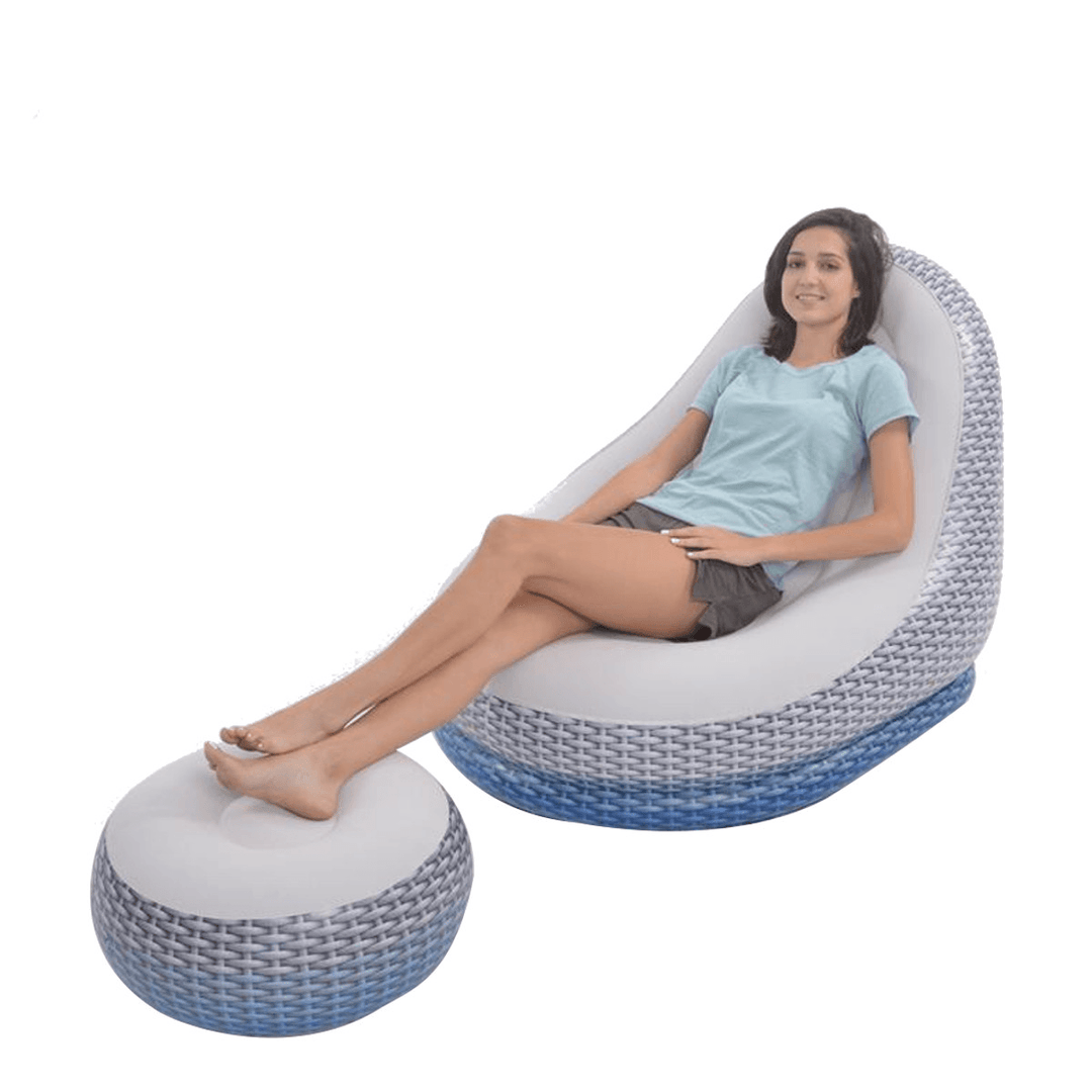 Foldable Lazy Sofa Inflatable Recliner Flocking Couch Pads for Home