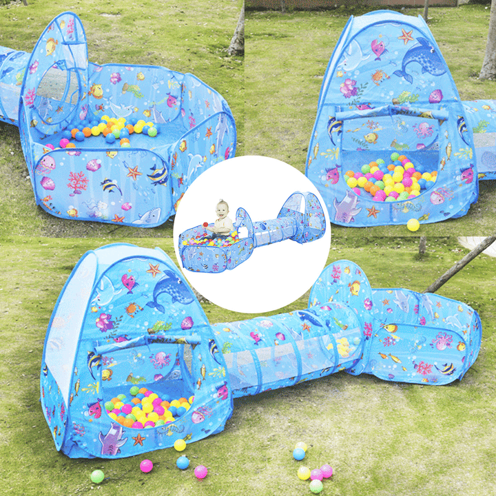 3 in 1 Kids Foldable Play Tent Teepee Toys Set with Ball PoolÔºÜCrawl Tunnels Baby Toddler Children Play House Indoor/Outdoor Pop up Playhouse Gifts