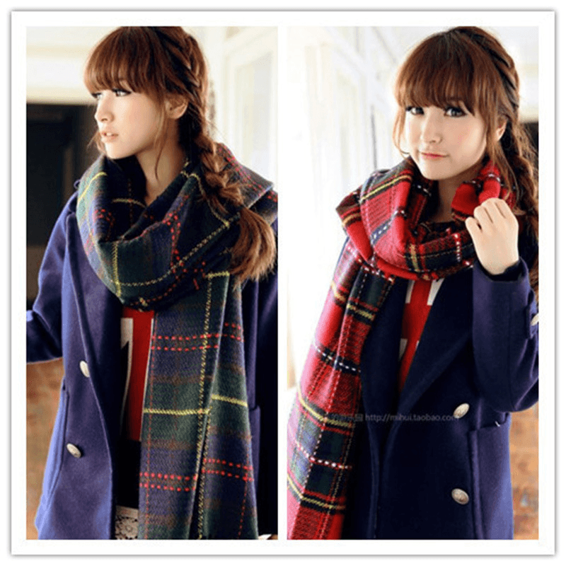 Autumn and Winter Warm British Plaid Tassel Air Conditioning Large Shawl