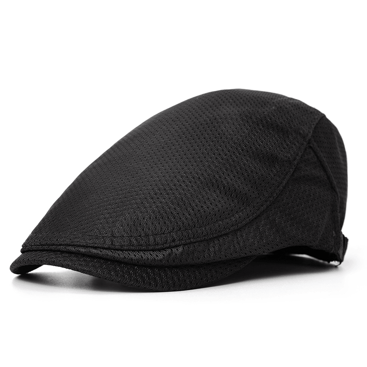 Men Polyester Mesh Breathable Beret Hat Ivy Newsboy Caps