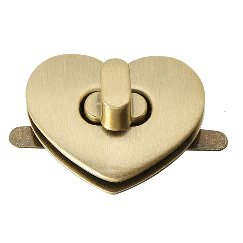 DIY Heart Shape Clasp Turn Twist Metal Lock Buckle for Handbag Bag Purse - MRSLM