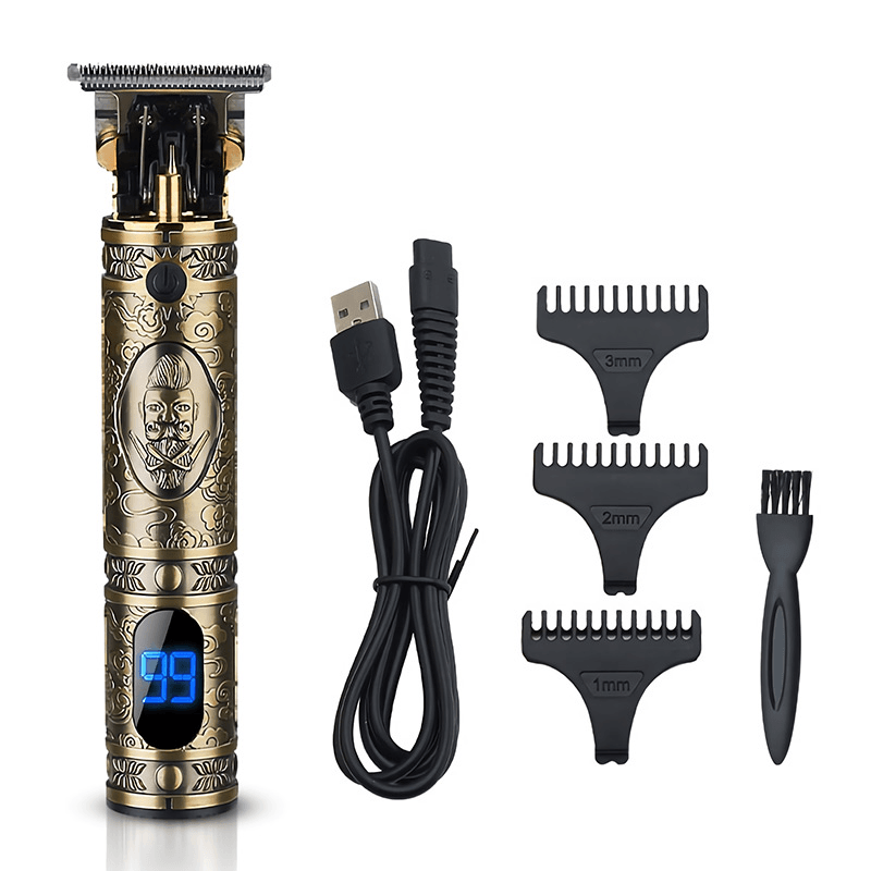 USB Professional Hair Clipper Retro Oil Head Clipper Beard Trimmer Shavers Hari Grooming Cutting Finishing Cutting Machine Trimmer T-Outliner for Men Kids Hair Carving