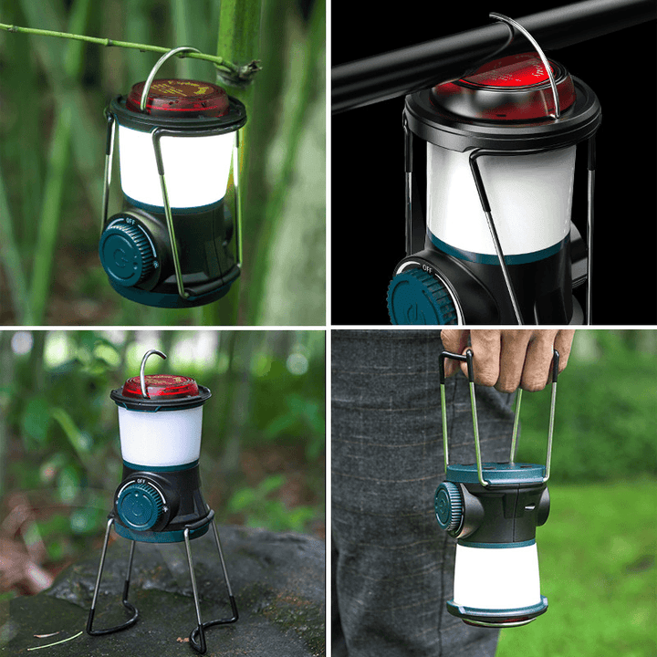 Multifunction Camping Light 3 Modes USB Rechargeable Hanging Tent Lamp Power Bank with Bracket