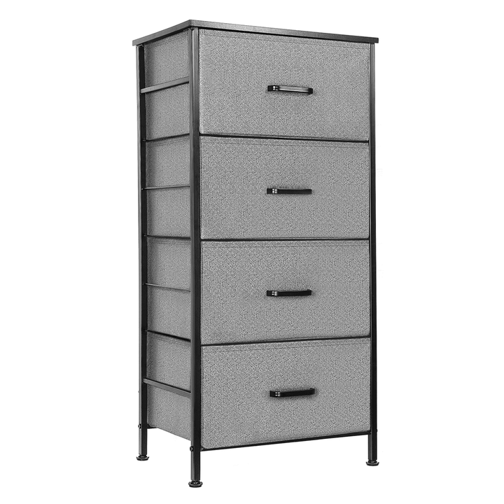 Dresser for Bedroom, Kingso 4 Dressers & Chests of Drawers, Long Dresser Organizer for Children, Tall Skinny Dresser for Kids, Dark Grey