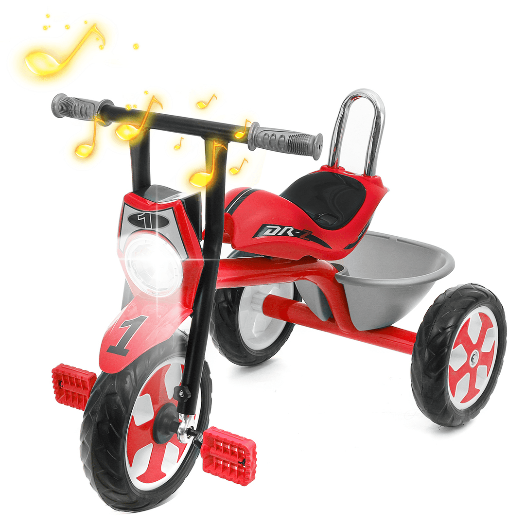 Baby Pedals Tricycle with Music LightÔºÜBasket Kids Toddler Walker Children Bicycle Outdoor Garden Bike for 2-5 Years Old BoysÔºÜGirls Gifts - MRSLM