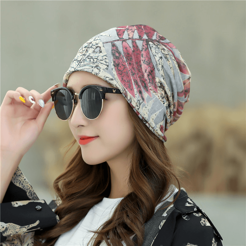 Leaf Retro Beanie Print Chemotherapy Caps - MRSLM