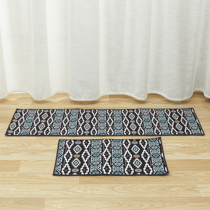 2PCS Carvapet Non-Slip Kitchen Mat Rubber Backing Doormat Runner Rug Set