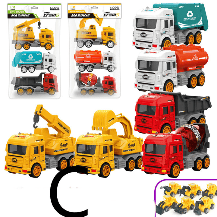 Children'S Car Toy Inertial Crane Excavator Truck Fire Truck Set