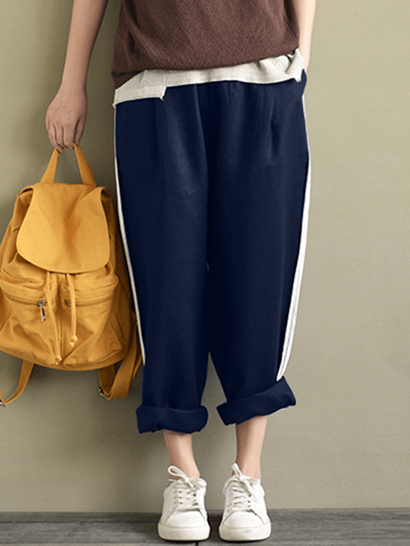 Women Striped High Waist Long Harem Loose Trousers