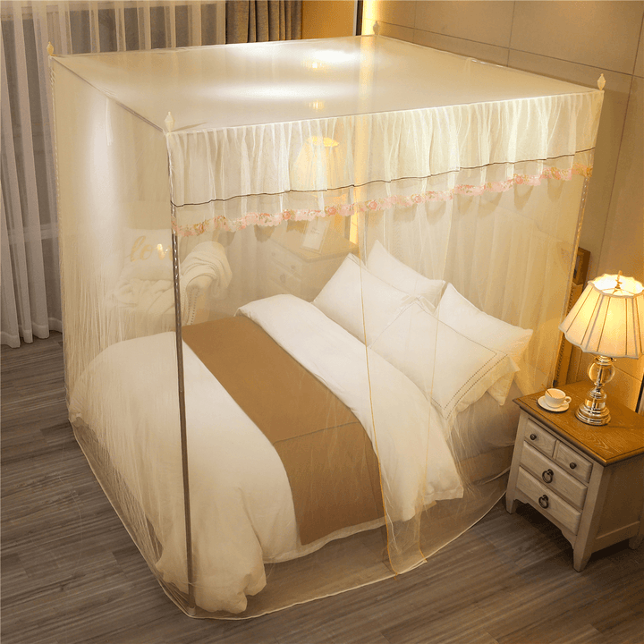 Mosquito Net 4 Corner 180*200CM Big Bed Canopy Home Bedding Lace Elegant