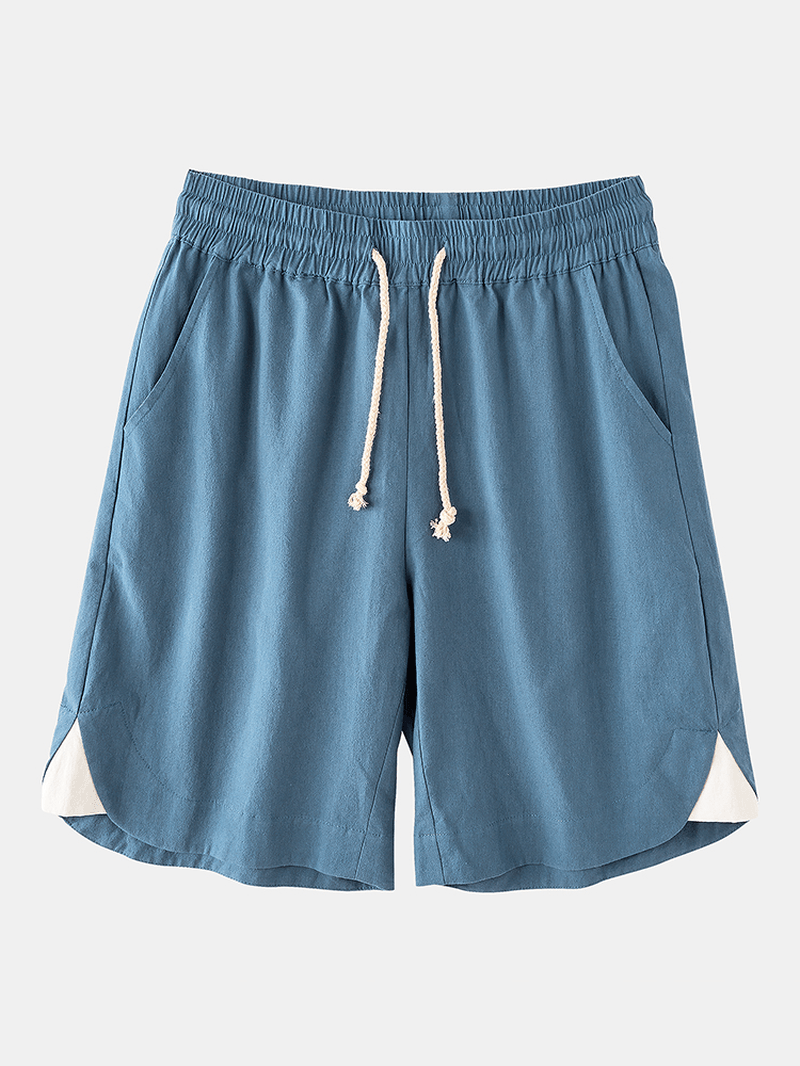 Men 100% Cotton Solid Color Casual Shorts