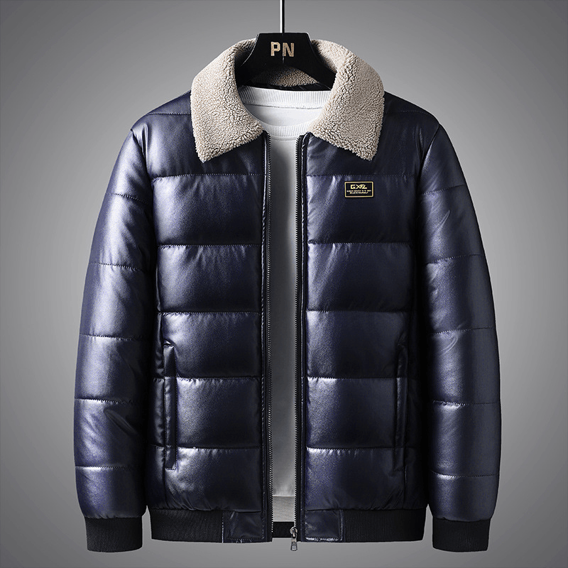 Lapel Collar Trendy Men'S Winter Jacket Thickened